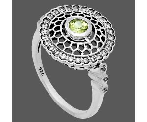 Peridot and White Zircon Ring size-8 EXR05509 R-1735, 4x4 mm