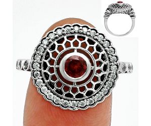 Hessonite Garnet and White Zircon Ring size-6 EXR05557 R-1735, 4x4 mm