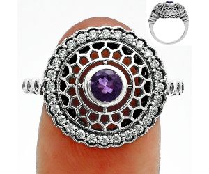 African Amethyst and White Zircon Ring size-6 EXR05593 R-1735, 4x4 mm