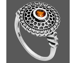 Mandarin Citrine and White Zircon Ring size-6 EXR05624 R-1735, 4x4 mm