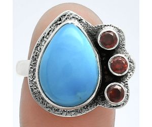 Sleeping Beauty Turquoise and Garnet Ring size-9 EXR05646 R-1655, 11x15 mm