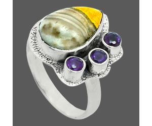 Indonesian Bumble Bee and Amethyst Ring size-7 EXR05649 R-1655, 9x13 mm