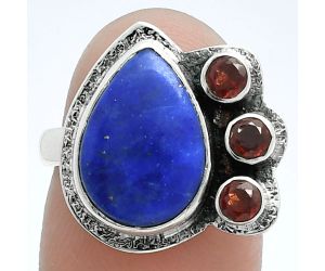 Lapis Lazuli and Garnet Ring size-7 EXR05651 R-1655, 10x14 mm