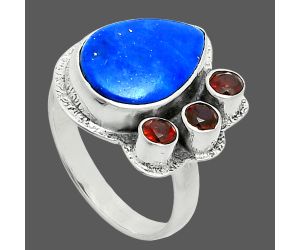 Lapis Lazuli and Garnet Ring size-7 EXR05651 R-1655, 10x14 mm