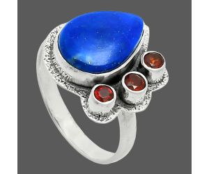 Lapis Lazuli and Garnet Ring size-9 EXR05653 R-1655, 10x14 mm