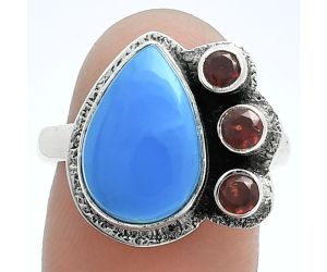 Sleeping Beauty Turquoise and Garnet Ring size-8 EXR05657 R-1655, 9x14 mm