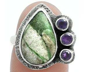 Utah Variscite and Amethyst Ring size-7 EXR05663 R-1655, 10x16 mm