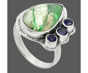 Utah Variscite and Amethyst Ring size-7 EXR05663 R-1655, 10x16 mm