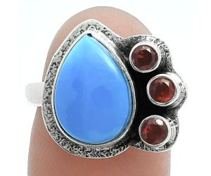 Sleeping Beauty Turquoise and Garnet Ring size-8 EXR05664 R-1655, 9x13 mm