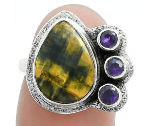 Nellite and Amethyst Ring size-8 EXR05666 R-1655, 10x14 mm