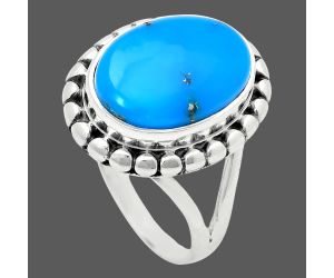 Natural Turquoise Morenci Mine Ring size-7 EXR05757 R-1071, 10x14 mm