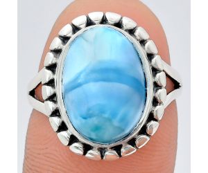 Larimar (Dominican Republic) Ring size-7 EXR05767 R-1071, 10x14 mm