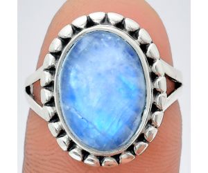 Rainbow Moonstone Ring size-7 EXR05768 R-1071, 10x14 mm