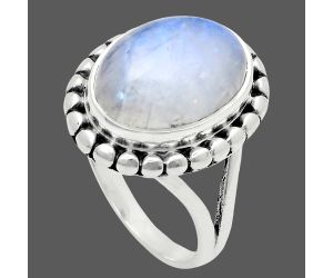 Rainbow Moonstone Ring size-7 EXR05768 R-1071, 10x14 mm