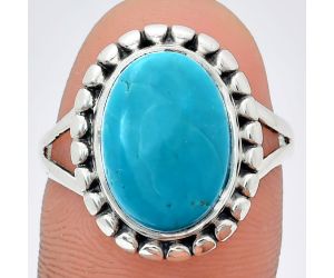 Natural Rare Turquoise Nevada Aztec Mt Ring size-9 EXR05771 R-1071, 10x14 mm