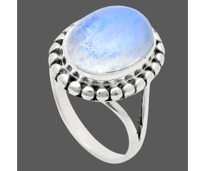 Rainbow Moonstone Ring size-8 EXR05773 R-1071, 10x14 mm