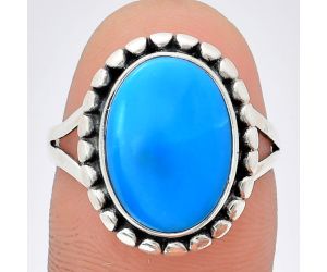 Natural Turquoise Morenci Mine Ring size-8 EXR05780 R-1071, 10x14 mm