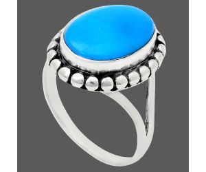 Natural Turquoise Morenci Mine Ring size-8 EXR05780 R-1071, 10x14 mm