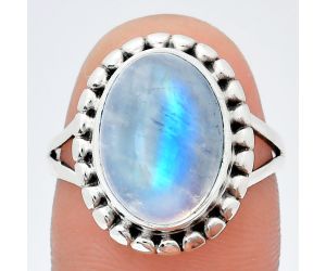 Rainbow Moonstone Ring size-8 EXR05788 R-1071, 10x14 mm