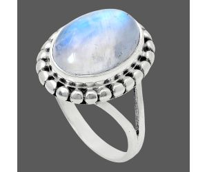 Rainbow Moonstone Ring size-8 EXR05788 R-1071, 10x14 mm