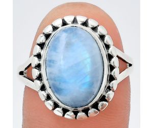 Rainbow Moonstone Ring size-9 EXR05789 R-1071, 10x14 mm