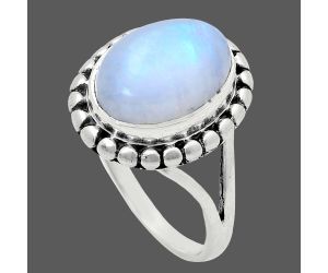 Rainbow Moonstone Ring size-9 EXR05789 R-1071, 10x14 mm