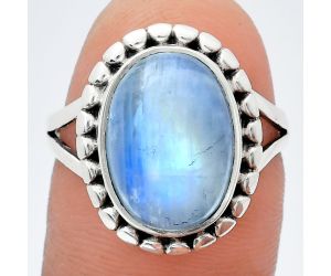 Rainbow Moonstone Ring size-7.5 EXR05795 R-1071, 10x14 mm