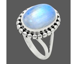 Rainbow Moonstone Ring size-7.5 EXR05795 R-1071, 10x14 mm