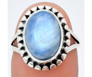 Rainbow Moonstone Ring size-8 EXR05797 R-1071, 10x14 mm