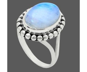 Rainbow Moonstone Ring size-8 EXR05797 R-1071, 10x14 mm