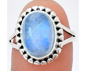 Rainbow Moonstone Ring size-10 EXR05798 R-1071, 10x14 mm