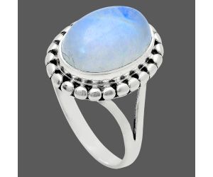 Rainbow Moonstone Ring size-10 EXR05798 R-1071, 10x14 mm