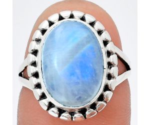 Rainbow Moonstone Ring size-7 EXR05801 R-1071, 10x14 mm