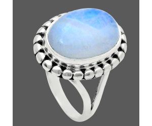 Rainbow Moonstone Ring size-7 EXR05801 R-1071, 10x14 mm