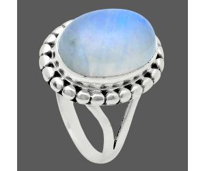 Rainbow Moonstone Ring size-7 EXR05803 R-1071, 10x14 mm