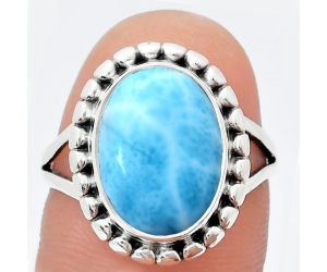 Larimar (Dominican Republic) Ring size-7 EXR05808 R-1071, 10x14 mm