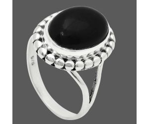 Black Onyx Ring size-8 EXR05809 R-1071, 10x14 mm