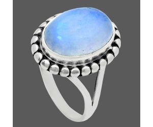 Rainbow Moonstone Ring size-9 EXR05814 R-1071, 10x14 mm