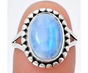 Rainbow Moonstone Ring size-9 EXR05818 R-1071, 10x14 mm