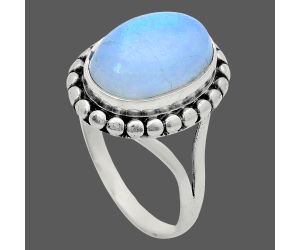 Rainbow Moonstone Ring size-9 EXR05818 R-1071, 10x14 mm