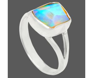 Ethiopian Opal Rough Ring size-7 EXR05823 R-1002, 8x9 mm