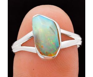 Ethiopian Opal Rough Ring size-9 EXR05824 R-1002, 7x12 mm