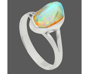 Ethiopian Opal Rough Ring size-9 EXR05824 R-1002, 7x12 mm