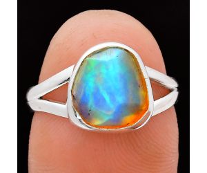 Ethiopian Opal Rough Ring size-7 EXR05825 R-1002, 10x10 mm