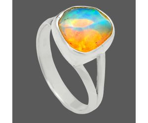 Ethiopian Opal Rough Ring size-7 EXR05825 R-1002, 10x10 mm