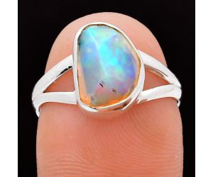 Ethiopian Opal Rough Ring size-7 EXR05826 R-1002, 8x11 mm