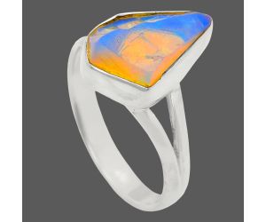 Ethiopian Opal Rough Ring size-7 EXR05834 R-1002, 9x14 mm