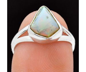 Ethiopian Opal Rough Ring size-7 EXR05841 R-1002, 8x10 mm