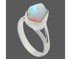 Ethiopian Opal Rough Ring size-7 EXR05841 R-1002, 8x10 mm