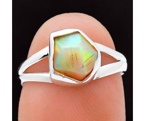 Ethiopian Opal Rough Ring size-7 EXR05851 R-1002, 8x9 mm